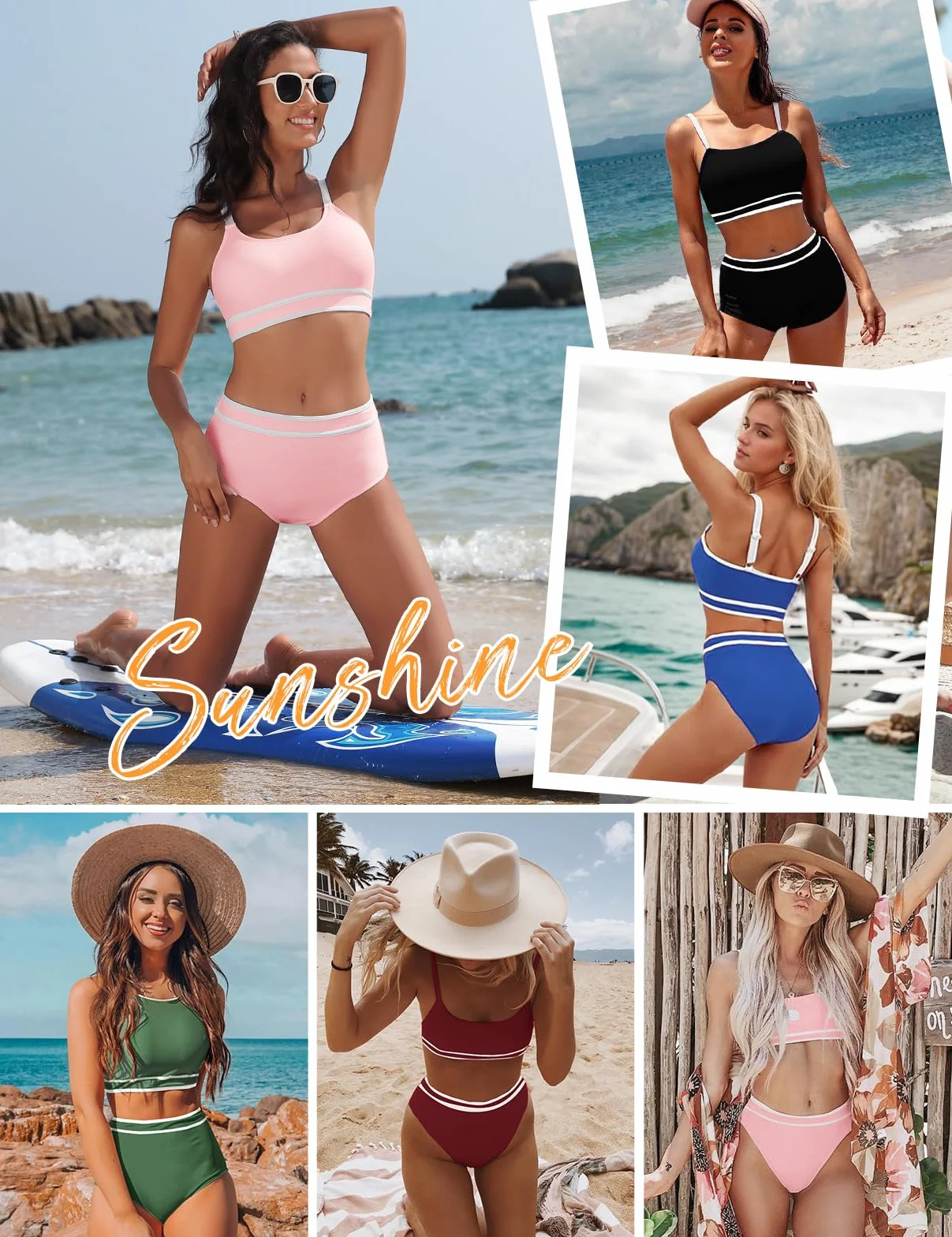 Tuopuda Bikini Mujer Push Up Deportivo Cintura Alta Traje de Baño Dos Piezas Conjunto de Bikini Biquini Vikini con Relleno Bikini Top con Brasileño Braga Alta Natacion Playa Piscina