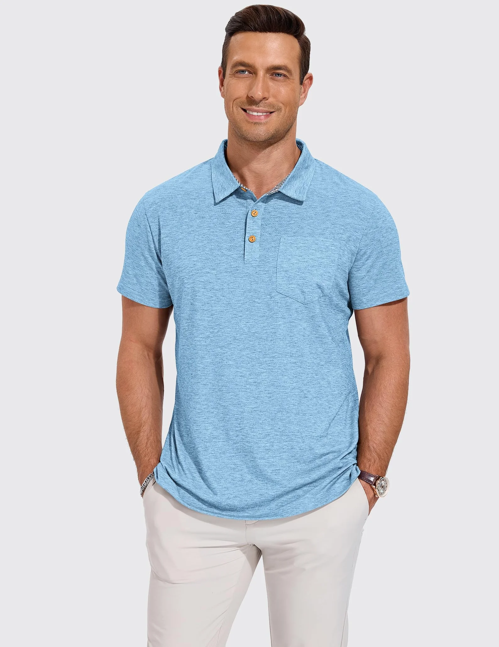 TARAINYA Polo Hombre Algodón Manga Corta con Bolsillo