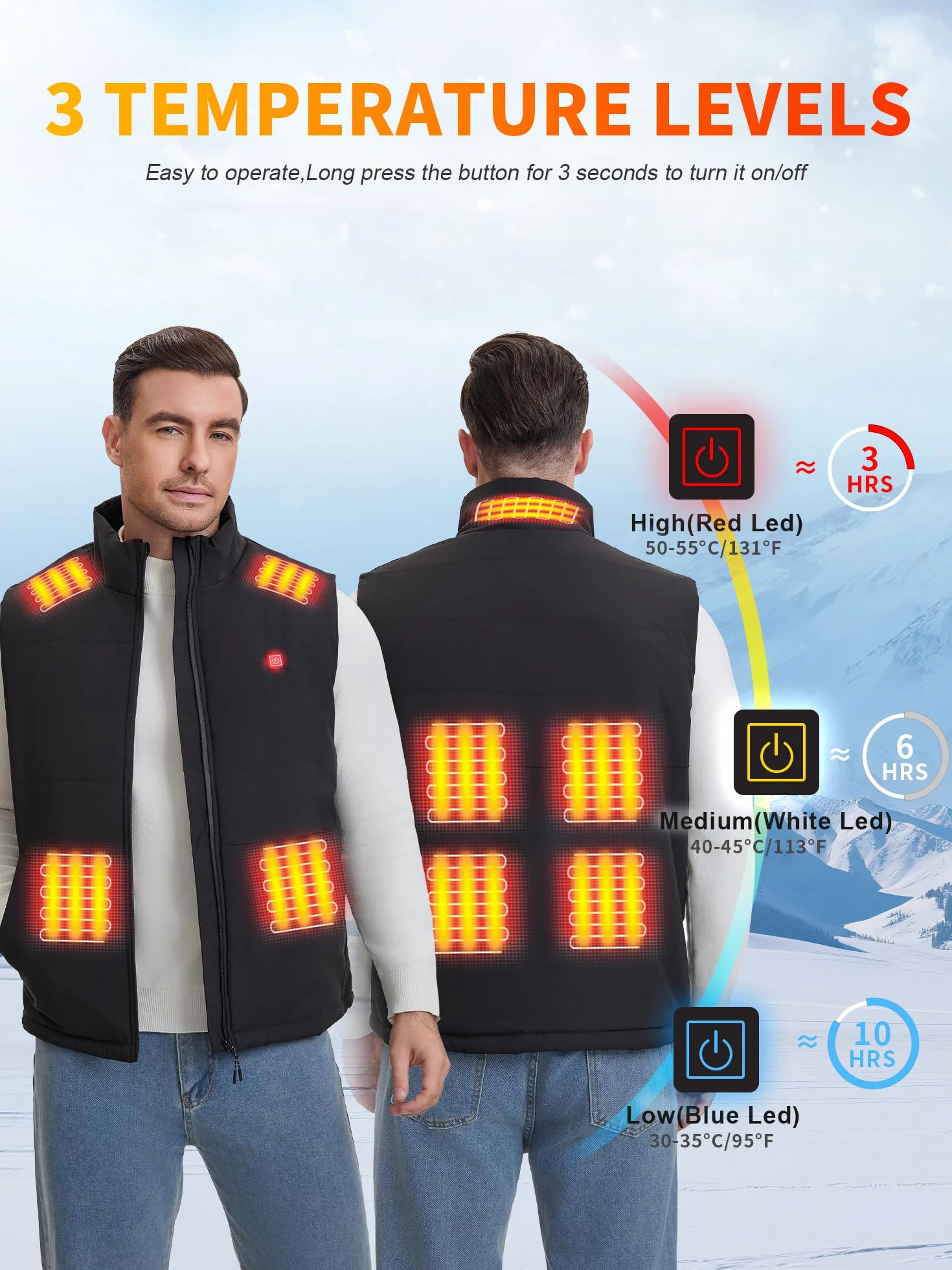Chaleco Térmico Para Hombres Y Mujeres Con Banco De Energía, Chaqueta Térmica Sin Mangas Con 3 Niveles De Temperatura, Calentador Corporal Térmico Lavable Para Actividades Al Aire Libre