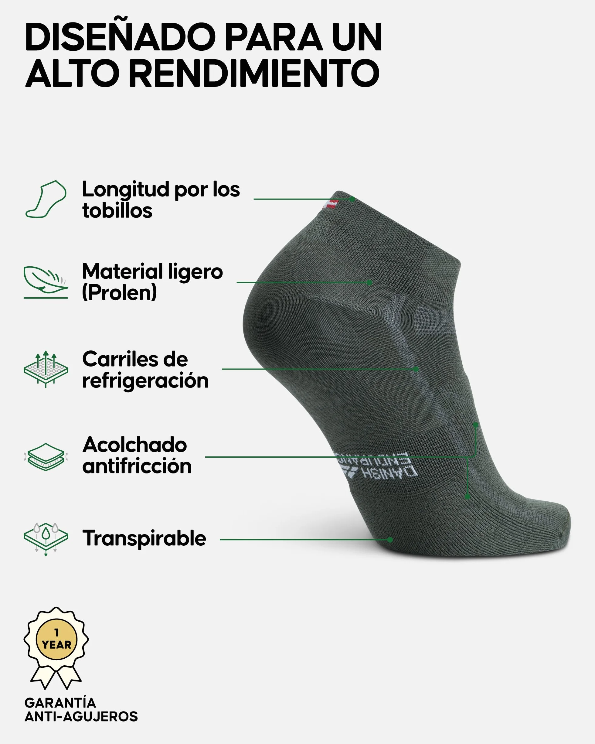 DANISH ENDURANCE Calcetines de Ciclismo Bajos, Acolchados y Transpirables, Hombres y Mujeres, 3 Pack