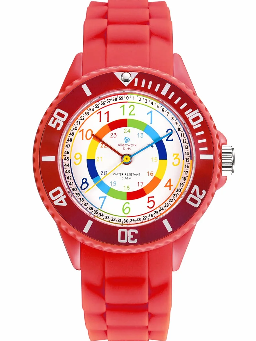 Alienwork Kids Reloj de Aprendizaje Infantil Niño Niña Tiempo de Aprender Impermeable 5 ATM