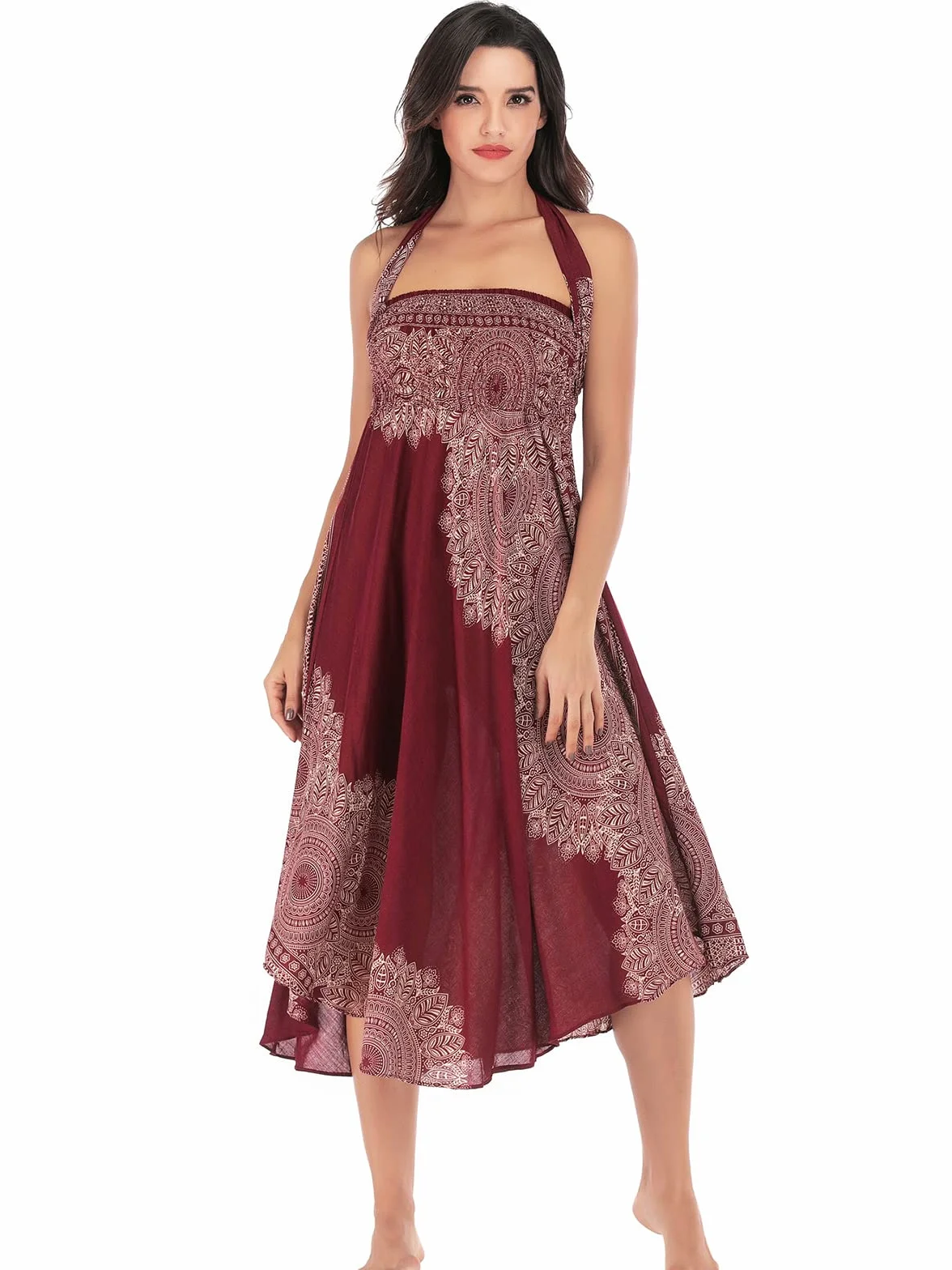 Adigaber Elegante Falda Largo para Mujer de 2 en 1 Falda de Danza del Vientre Vestido Largo Estilo Bohemio para Vacaciones
