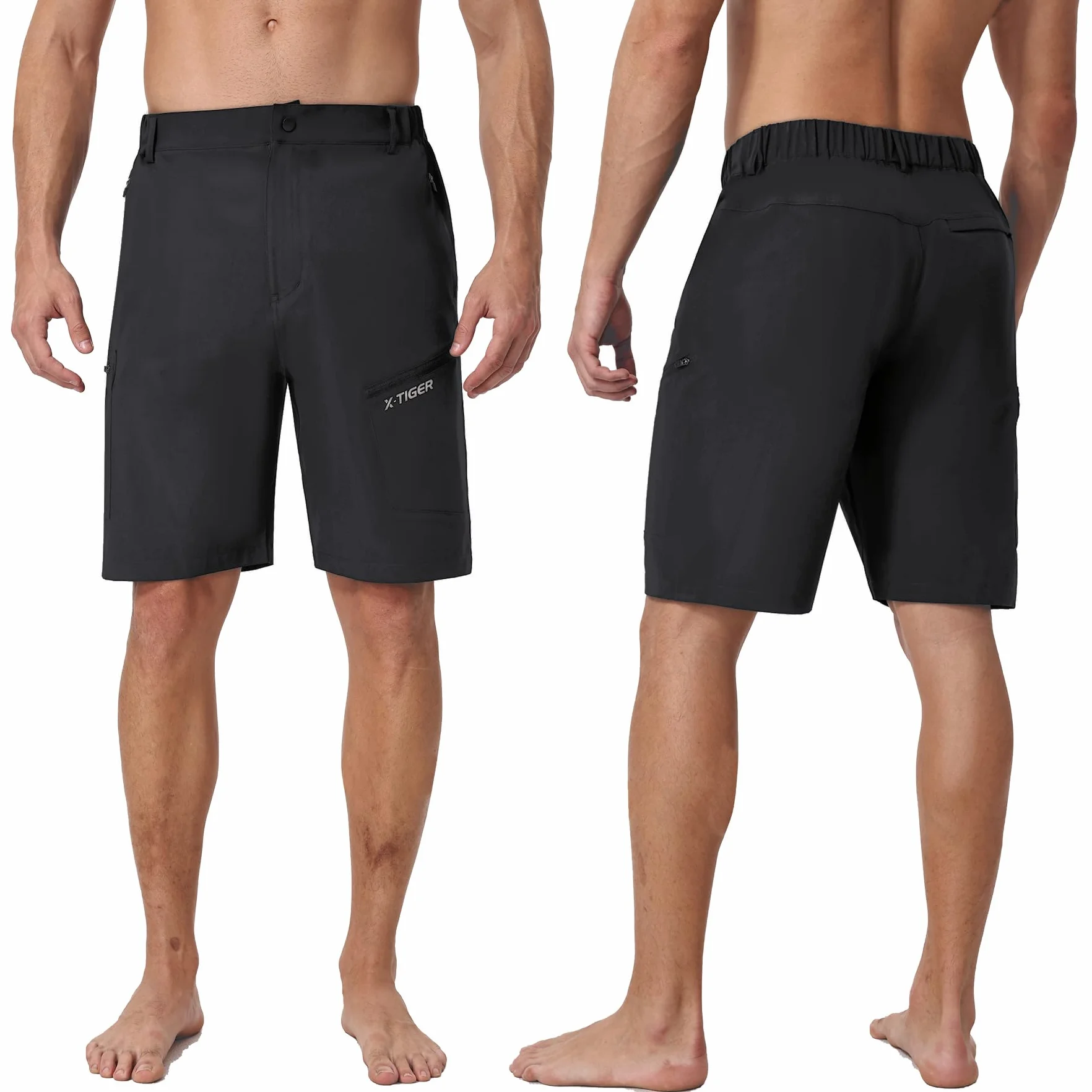 X-TIGER Pantalones Cortos Cargo Hombre Senderismo Verano Secado Rápido Transpirable Impermeable con 5 Bolsillos con Cremallera para Trekking Escalada Trabajo al Aire Libre