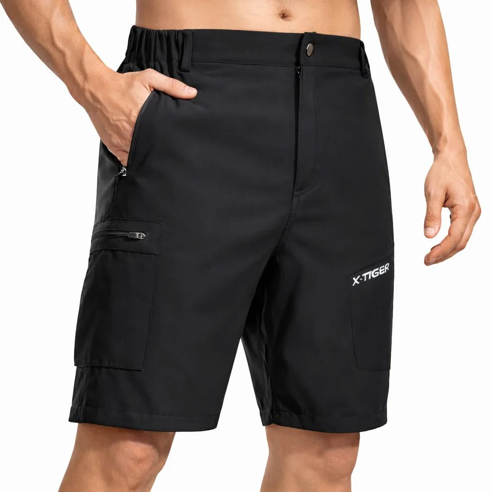 X-TIGER Pantalones Cortos Cargo Hombre Senderismo Verano Secado Rápido Transpirable Impermeable con 5 Bolsillos con Cremallera para Trekking Escalada Trabajo al Aire Libre