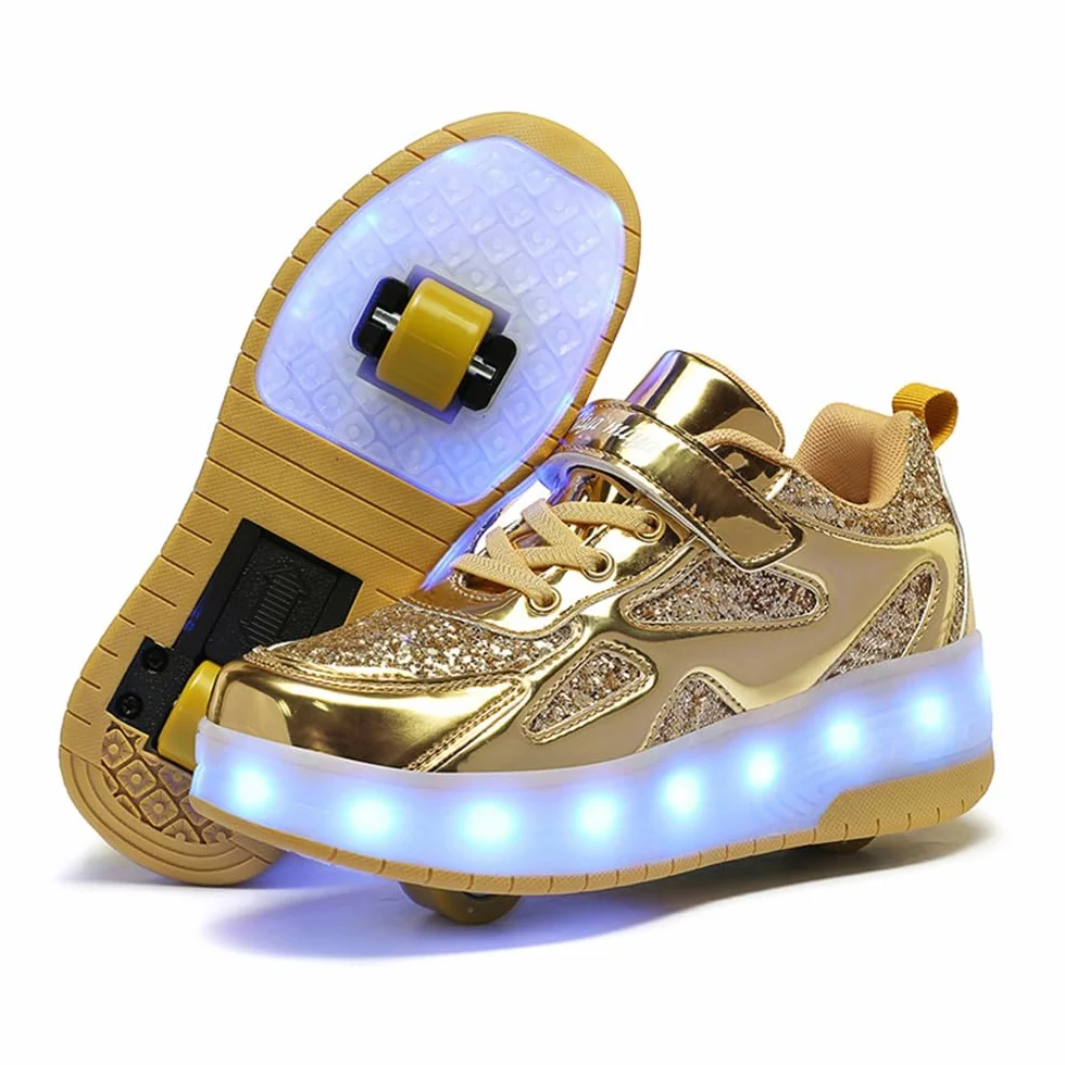 Zapatos con Ruedas para Niña y Niño Patines Retráctiles 2 Ruedas Zapatillas Deportivas al Aire Libre 29-40 EU
