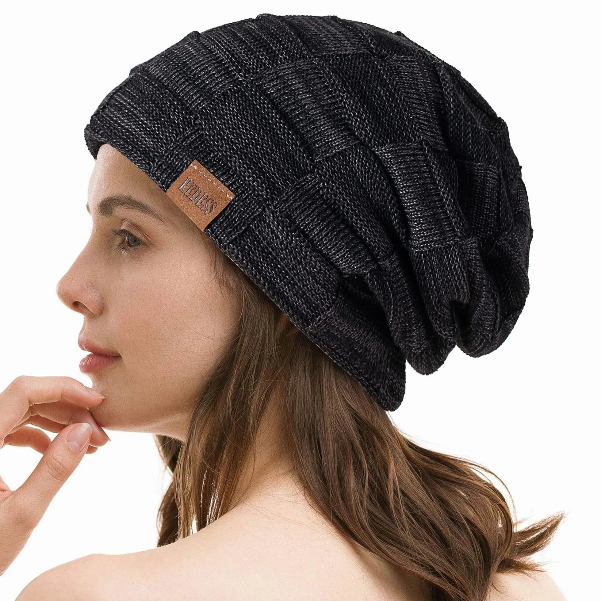 REDESS Gorro Hombres y Mujeres, Gorros cálidos de Invierno, Gorro de Calavera de Punto Grueso