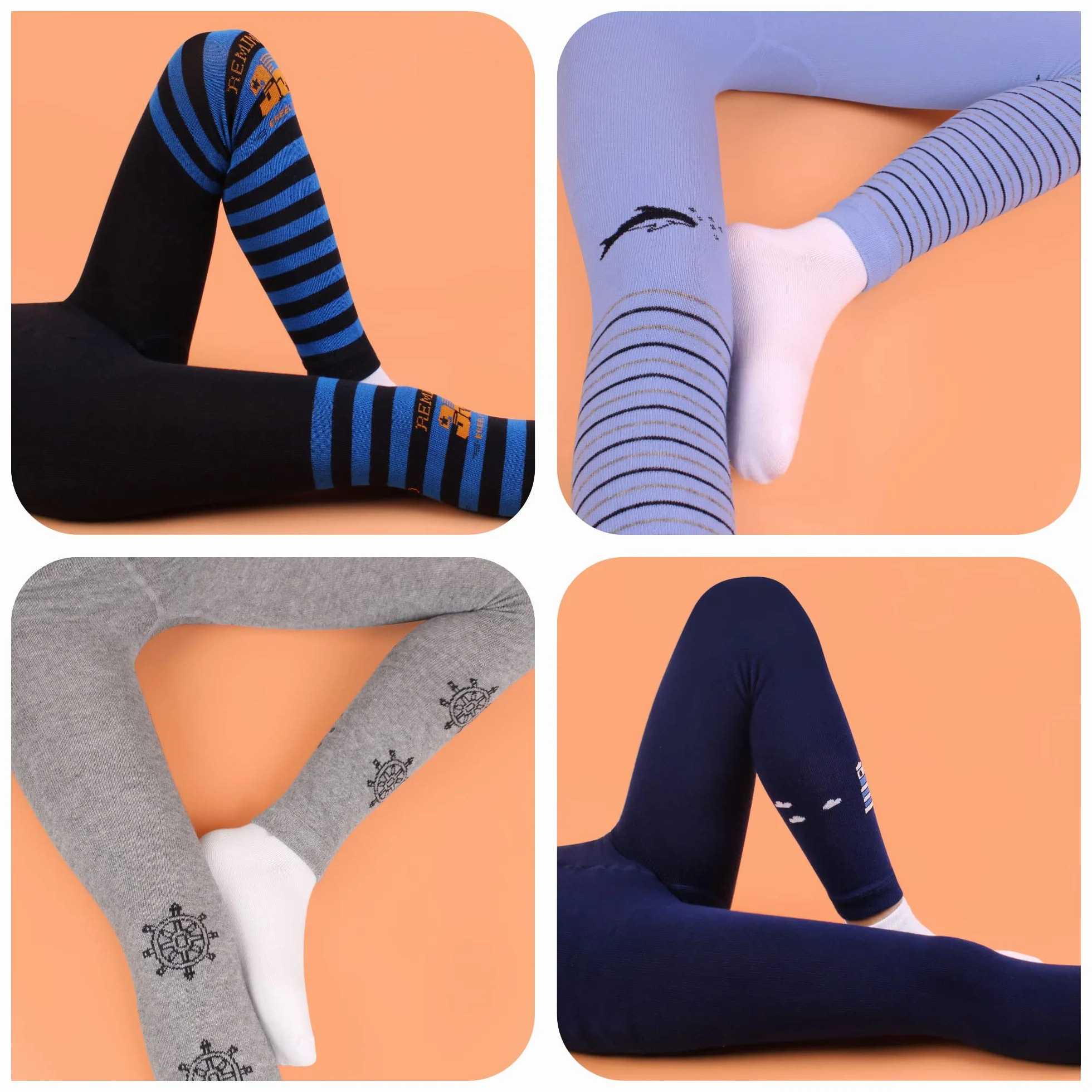 L&K-II Paquete de 5 Leggings para niños Pantalones para niños Pantalones Otoño Primavera Algodón hasta el Tobillo 2752