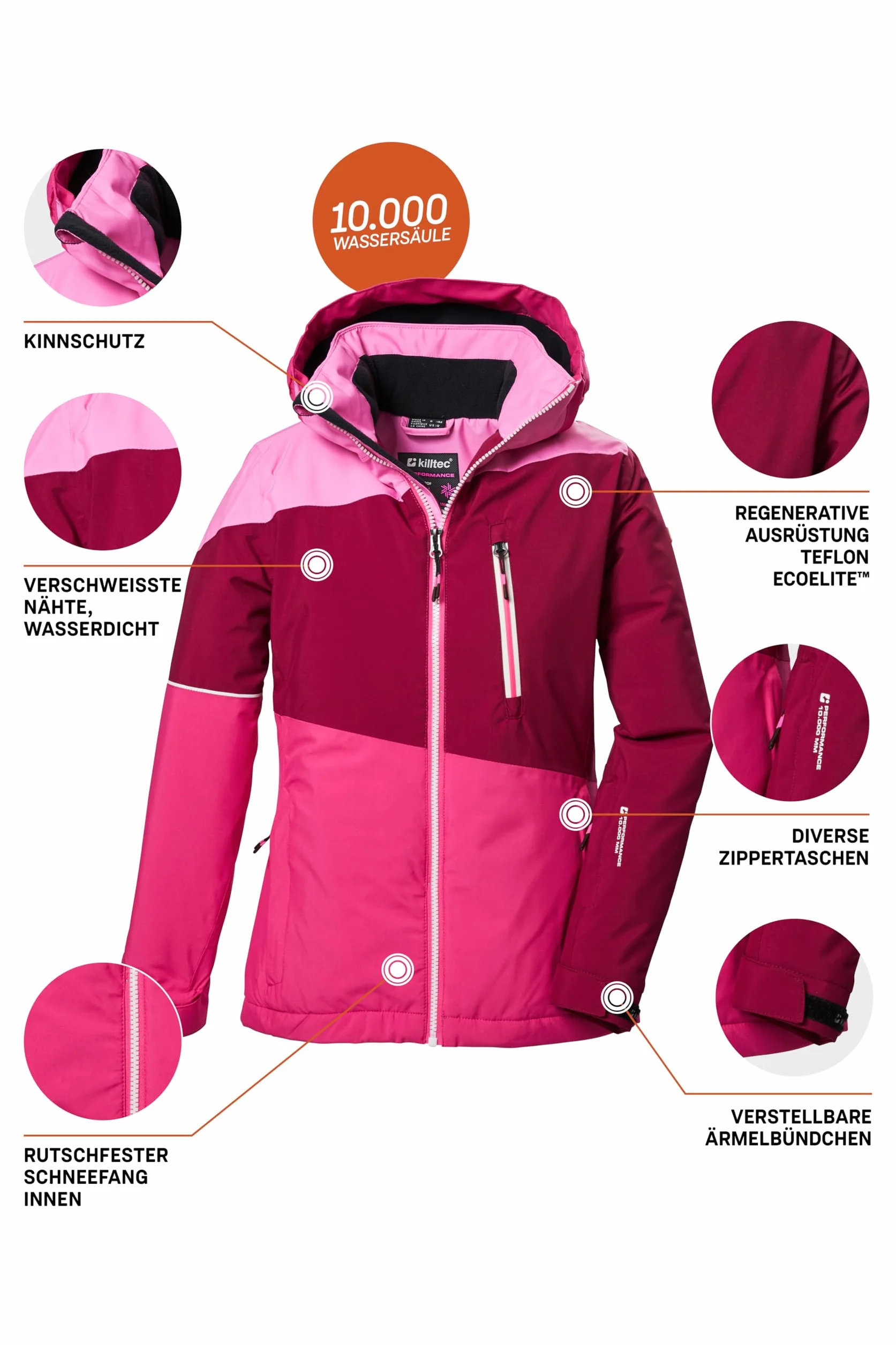 Killtec Ksw 331 Grls Ski Jckt Chaqueta de esquí/chaqueta funcional con capucha y protección contra la nieve Niñas