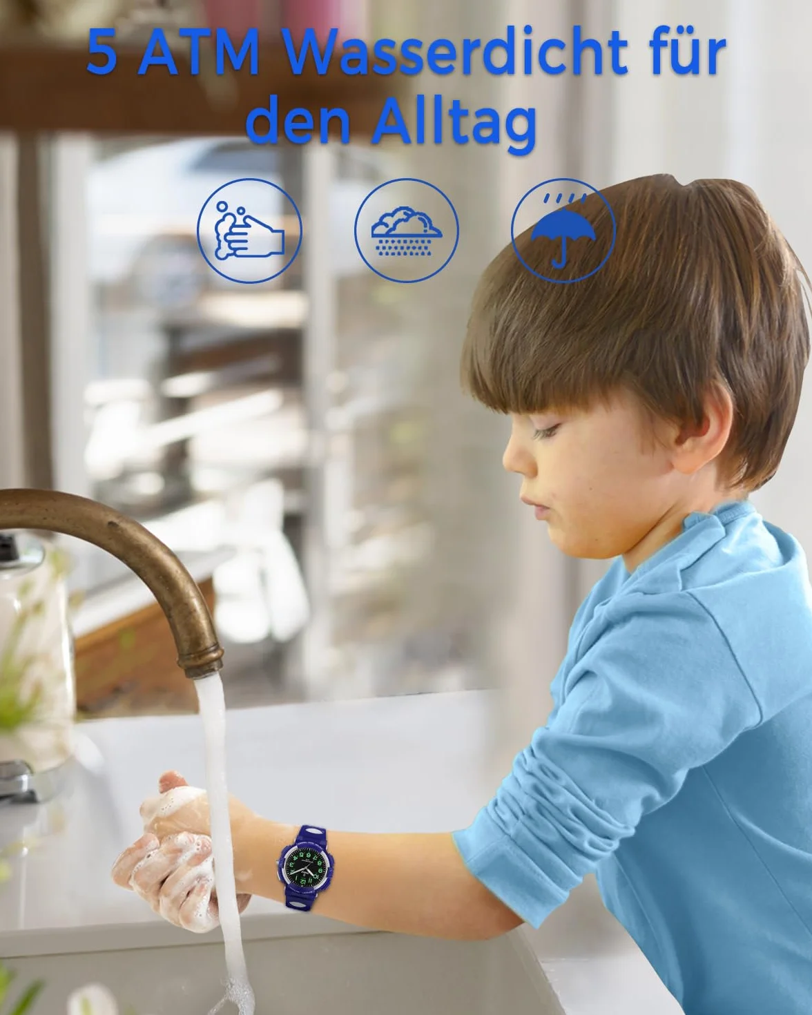 Reloj Analógico para Niños,Resistente al Agua hasta 5 ATM,Fácil de Leer,Reloj de Enseñanza del Tiempo para Niño y Niña,Relojes de Pulsera de Banda Suave para Niños 4-16