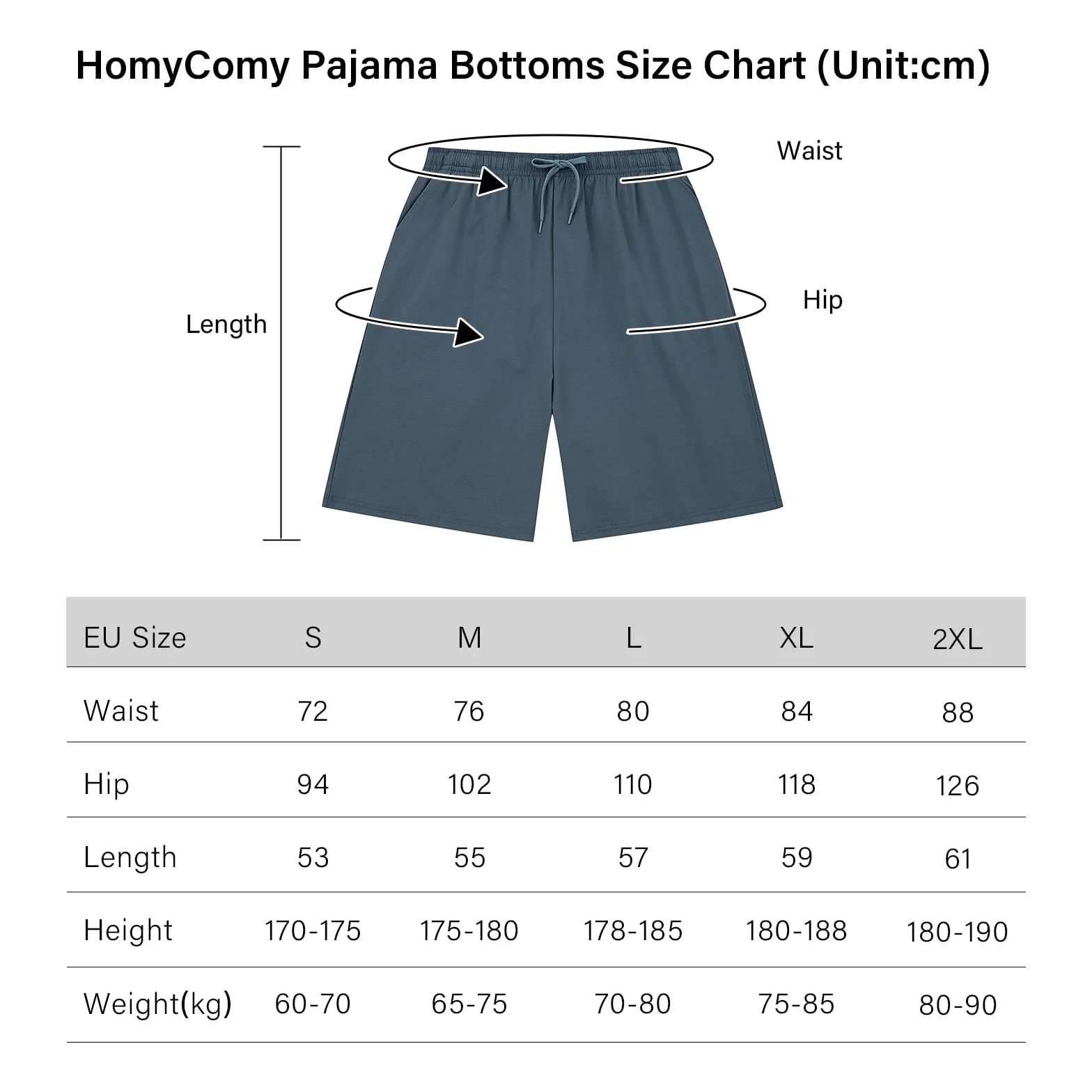 HomyComy Pantalón Pijama Hombre Corto Algodón Bolsillos Verano Cintura Elástica con Cordón Suave Cómodo Patalones de Pijama Transpirable