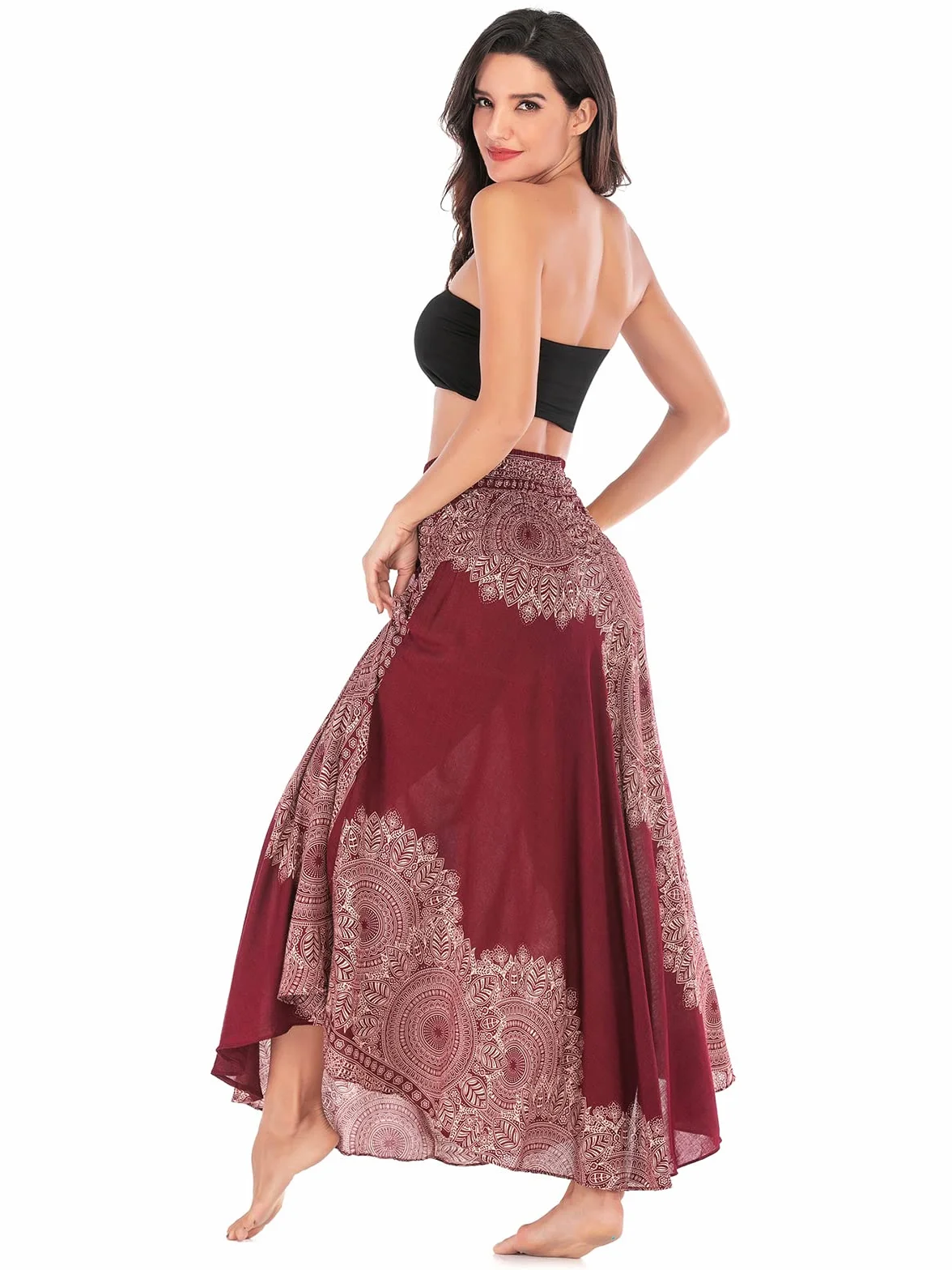 Adigaber Elegante Falda Largo para Mujer de 2 en 1 Falda de Danza del Vientre Vestido Largo Estilo Bohemio para Vacaciones