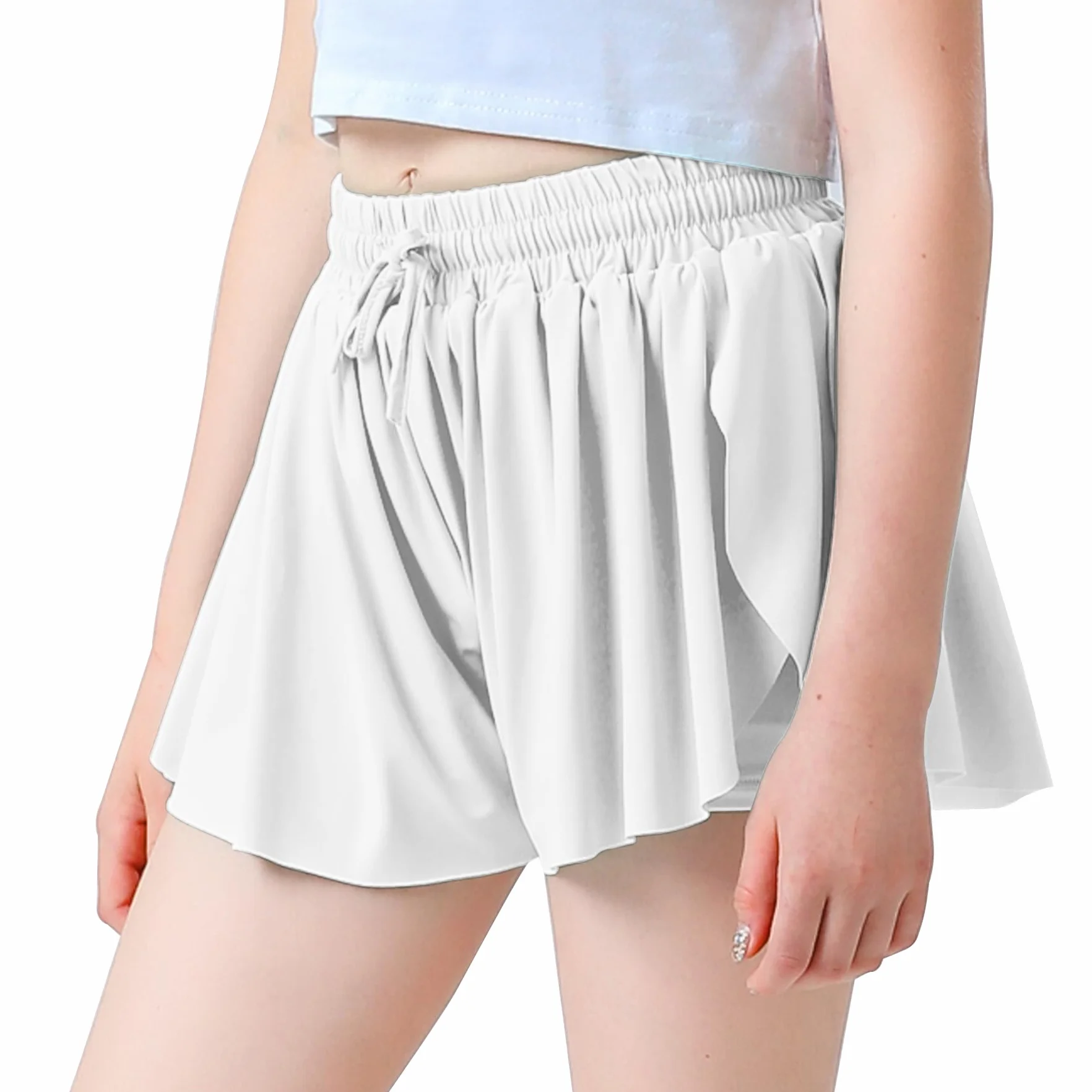Pantalones cortos deportivos para niña, transpirables, 2 en 1, pantalones cortos activos, pantalones cortos de baño, ligeros y sólidos, con bolsillos de forro