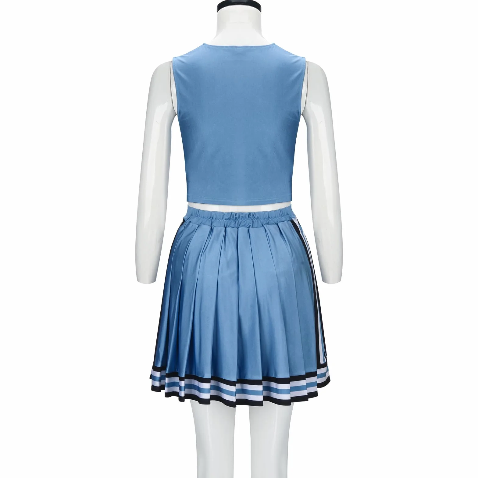 Azul Cheerleader Disfraz para Adulto Adolescentes Uniforme Tank Top Falda Plisada