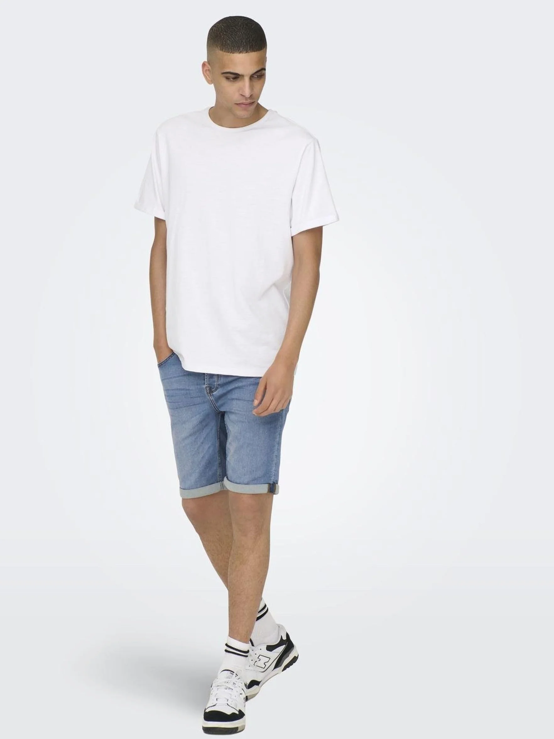 Hombres O&S Pantalones Cortos de Mezclilla Capri 3/4 Bermudas Verano Ocio