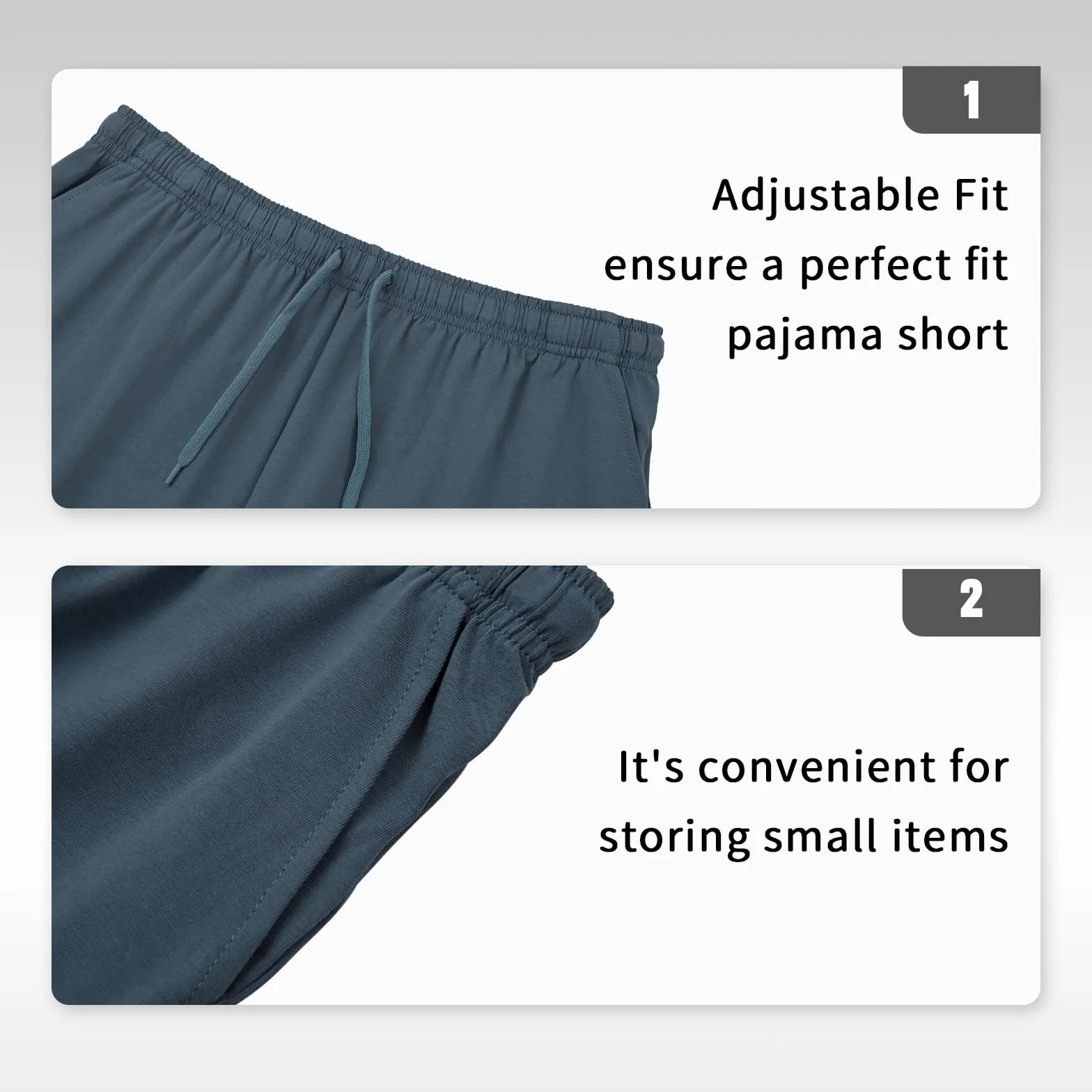 HomyComy Pantalón Pijama Hombre Corto Algodón Bolsillos Verano Cintura Elástica con Cordón Suave Cómodo Patalones de Pijama Transpirable