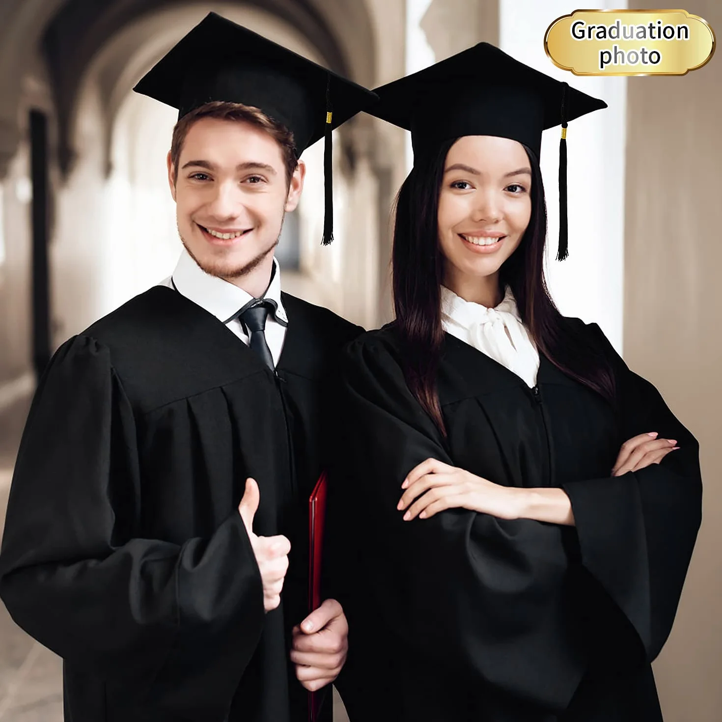 KEELYY Birrete y Toga Graduacion, Gorro Graduación, Sombrero y Ropa para Hombre Mujer Secundaria Universidad