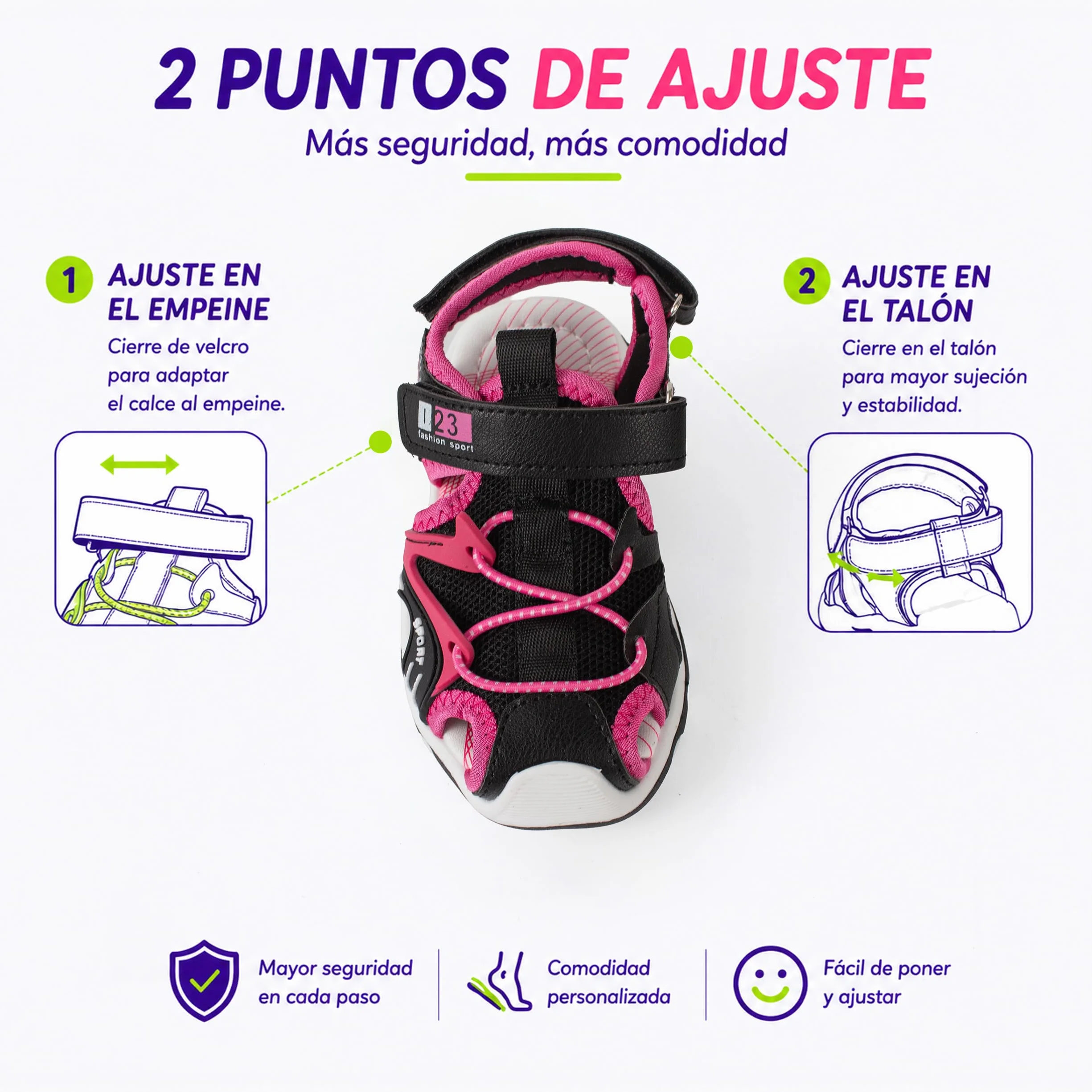 BESCH Sandalias Deportivas para Niños Niñas Talla 25-36 EU - Sandalia para Verano Transpirable al Aire Libre Unisex