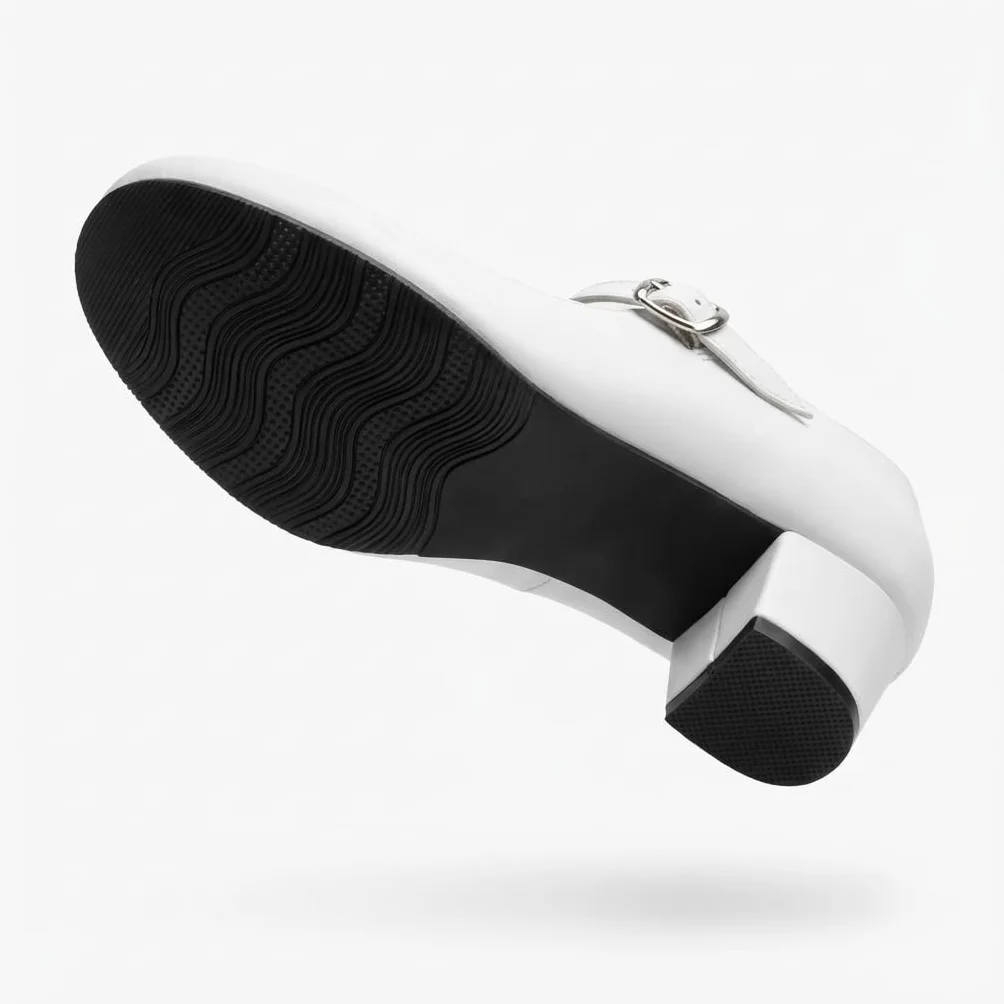 Zapatos de Baile Flamenca Tacones para Niña Blanco y Negro Hechos a Mano España