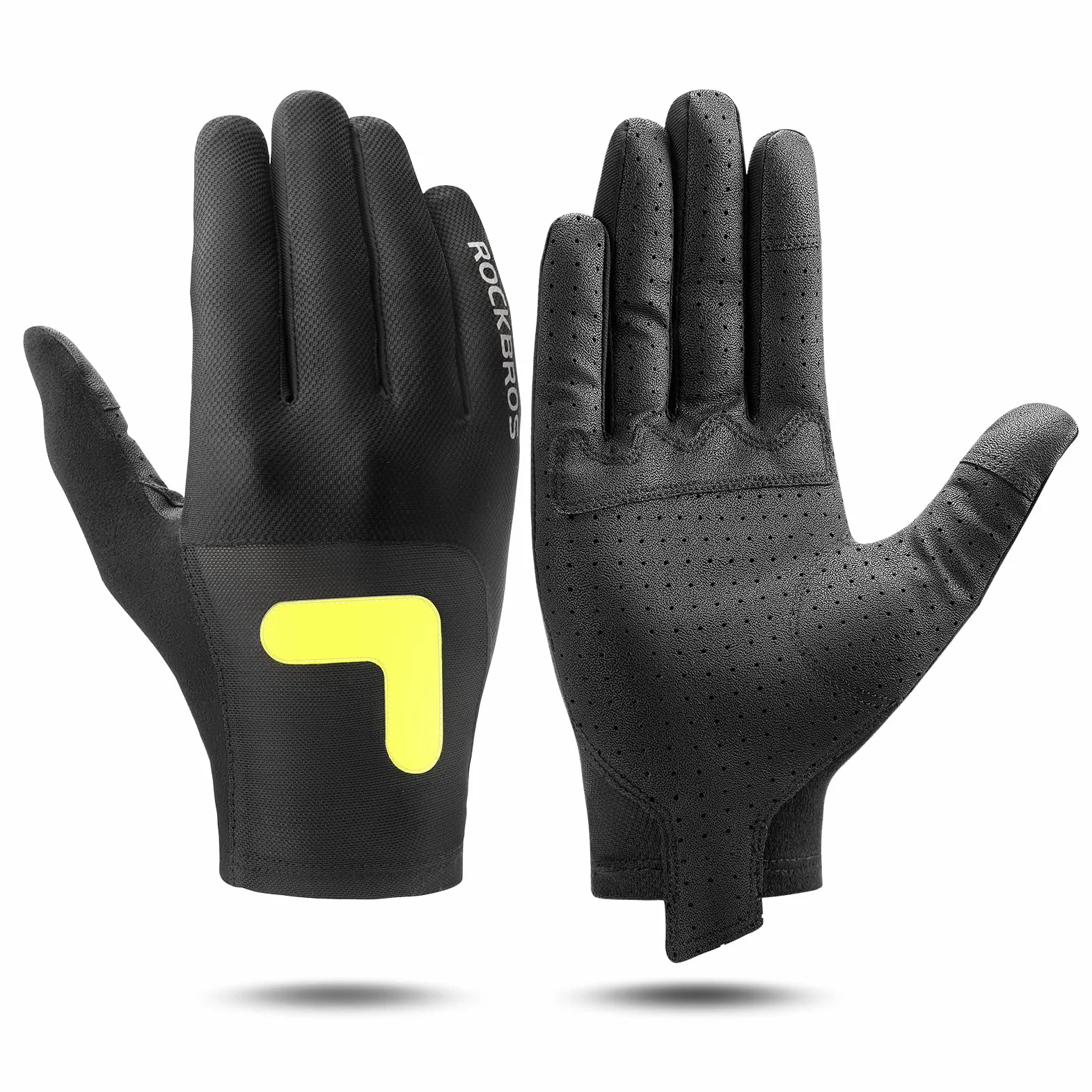 ROCKBROS Guantes de Ciclismo Pantalla Táctil para Hombre Mujer, Guantes Largos de Verano Transpirables para Bicicleta Deportes, Negro