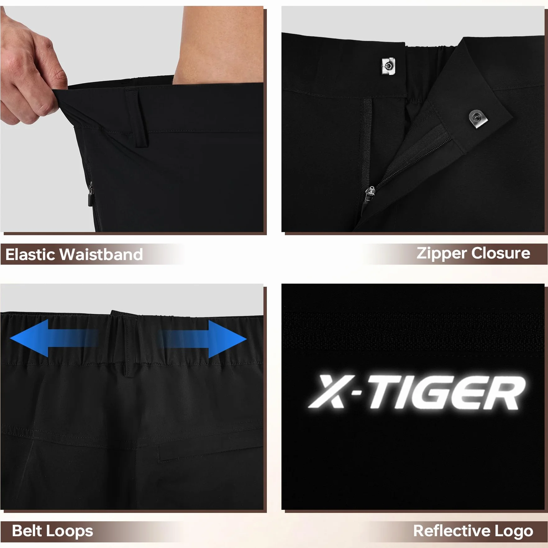 X-TIGER Pantalones Cortos Cargo Hombre Senderismo Verano Secado Rápido Transpirable Impermeable con 5 Bolsillos con Cremallera para Trekking Escalada Trabajo al Aire Libre