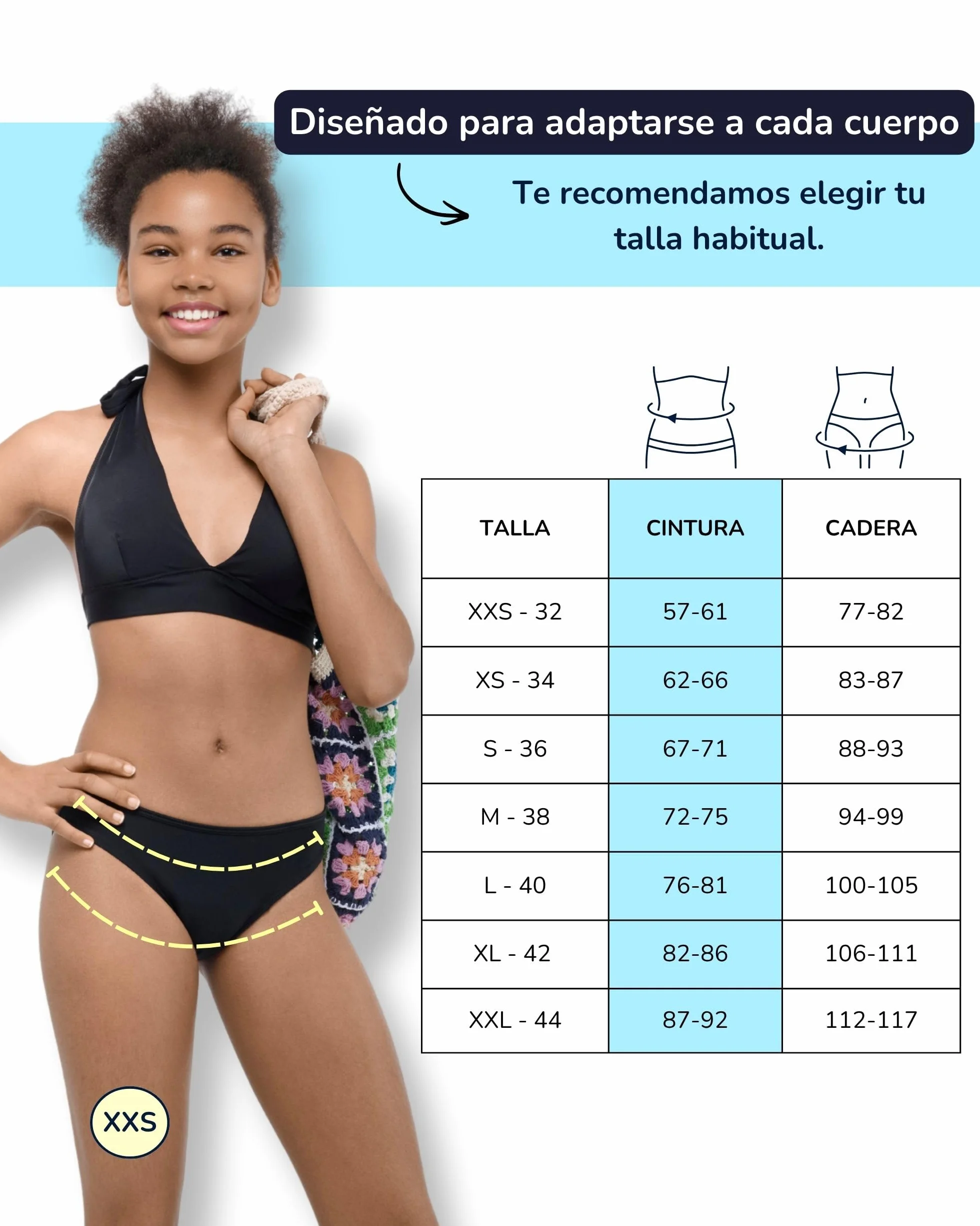 SORIO Bikini Menstrual Mujer Niña Absorbente Antifugas Antiodor Flujo Moderado Abundante