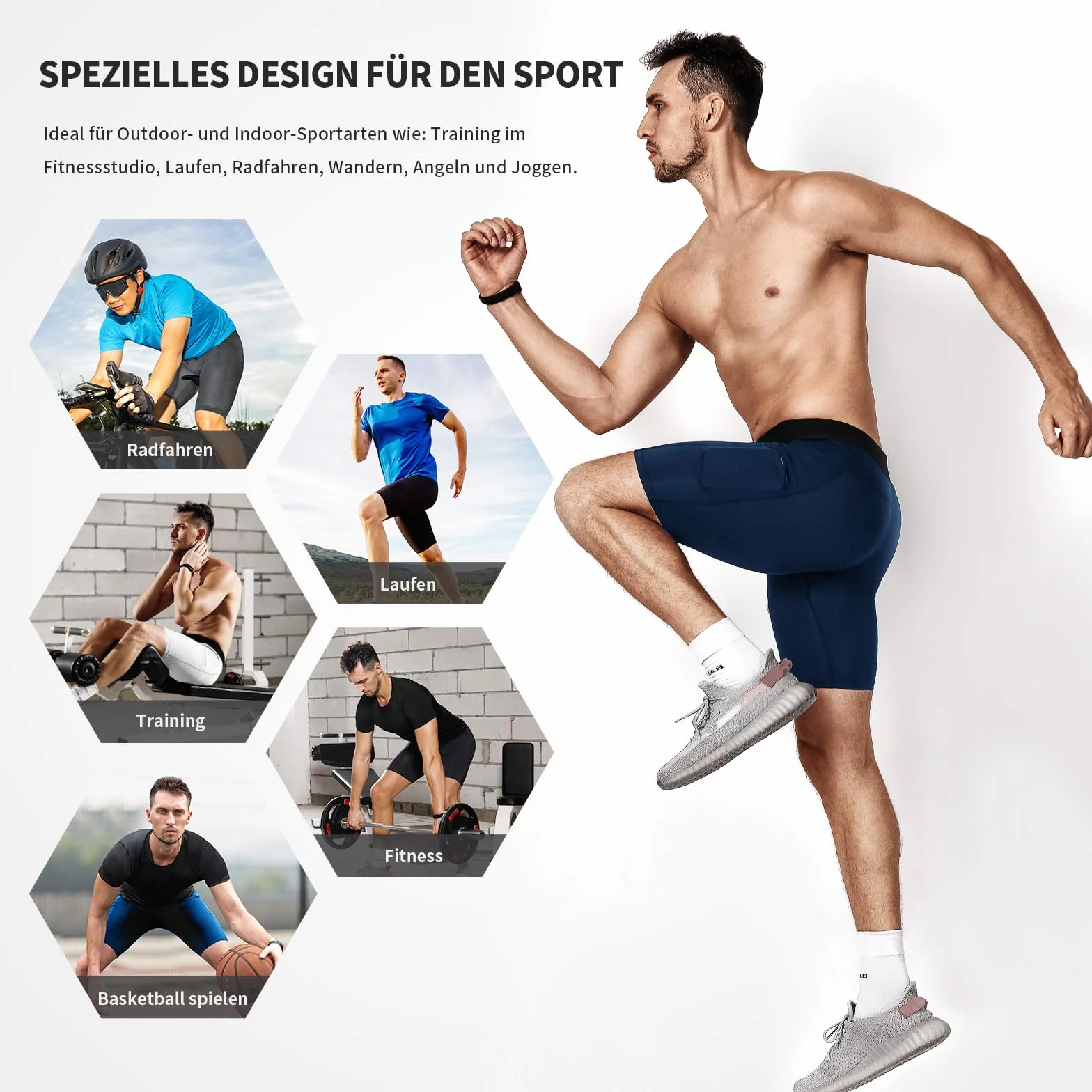 Niksa 3 Piezas Mallas Running Hombre Cortas Pantalones Cortos Compresión con Bolsillo para Celular Secado Rápido Transpirable